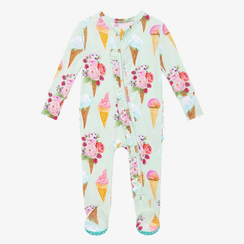 Posh Peanut Sophia Ruffled Footie NWT